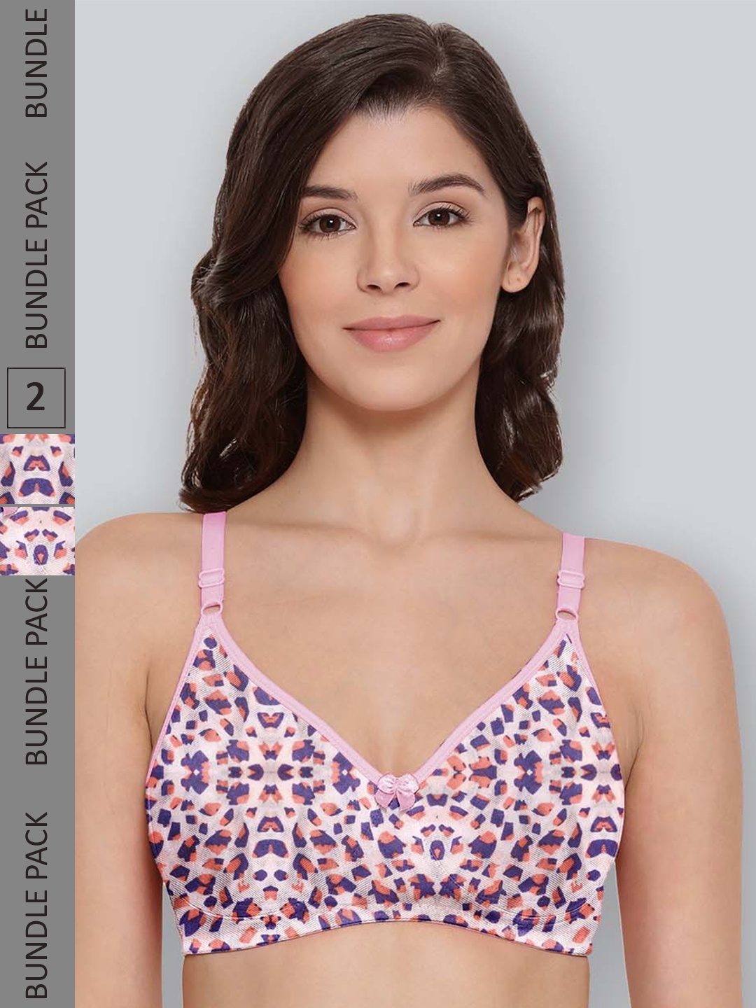 

LYRA Pack Of 2 Printed Combed Cotton Seamless Moulded Encircled Bra, Pink