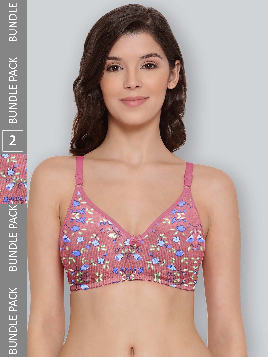 

LYRA Pack Of 2 Printed Combed Cotton Seamless Moulded Encircled Bra, Peach