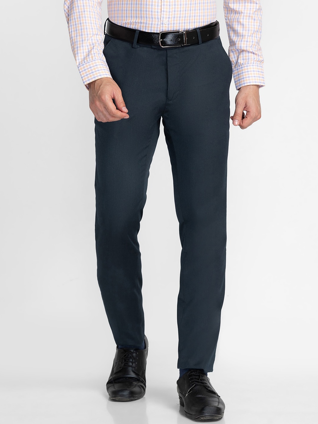

INSPIRO Men Slim Fit Formal Trousers, Navy blue