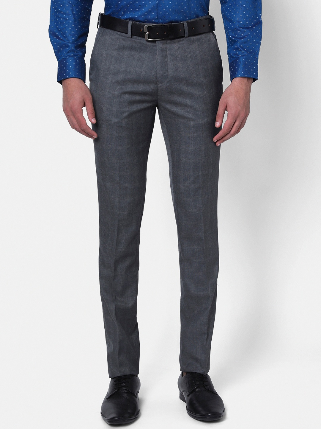 

INSPIRO Men Checked Slim Fit Formal Trousers, Grey