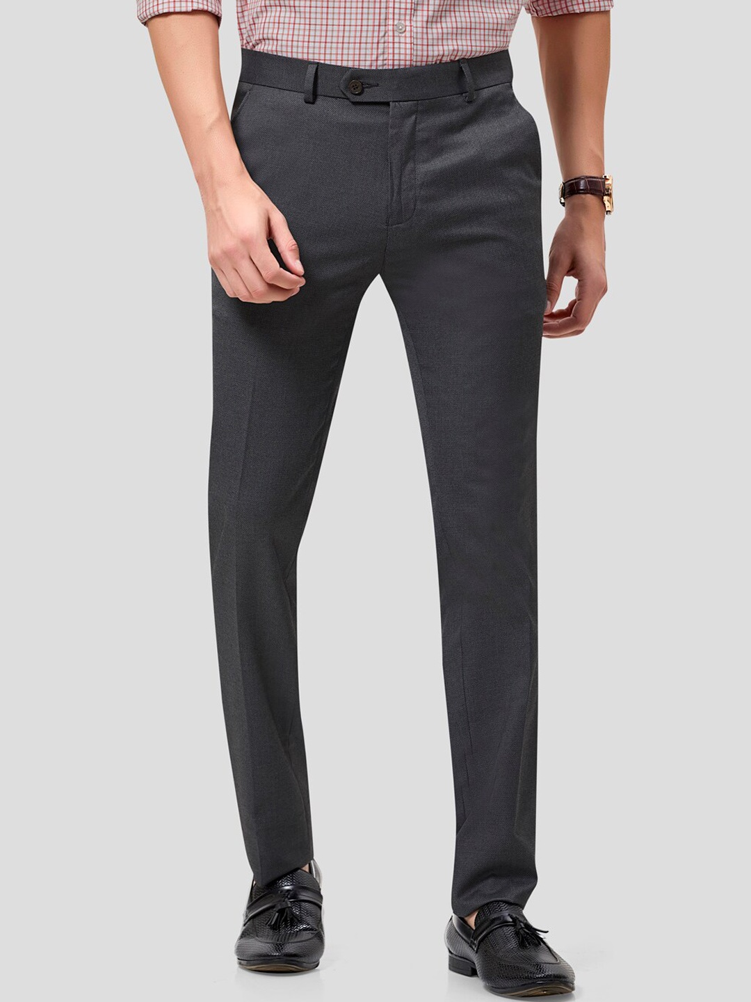 

INSPIRO Men Slim Fit Formal Trousers, Charcoal