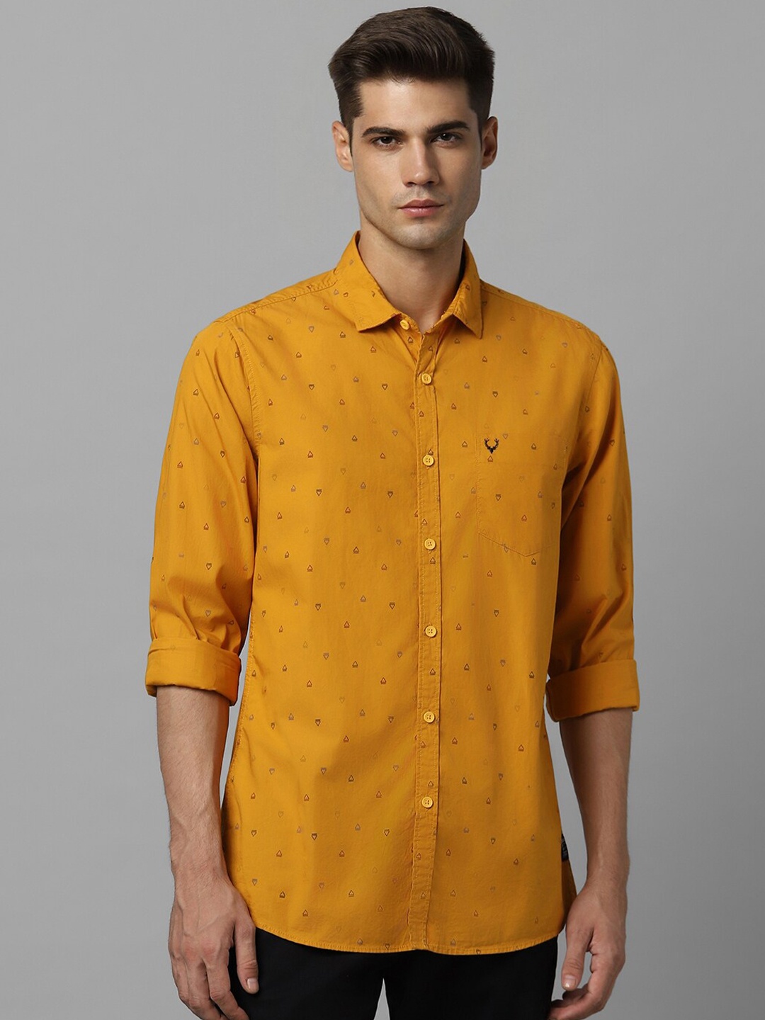 

Allen Solly Micro Disty Printed Pure Cotton Casual Shirt, Yellow