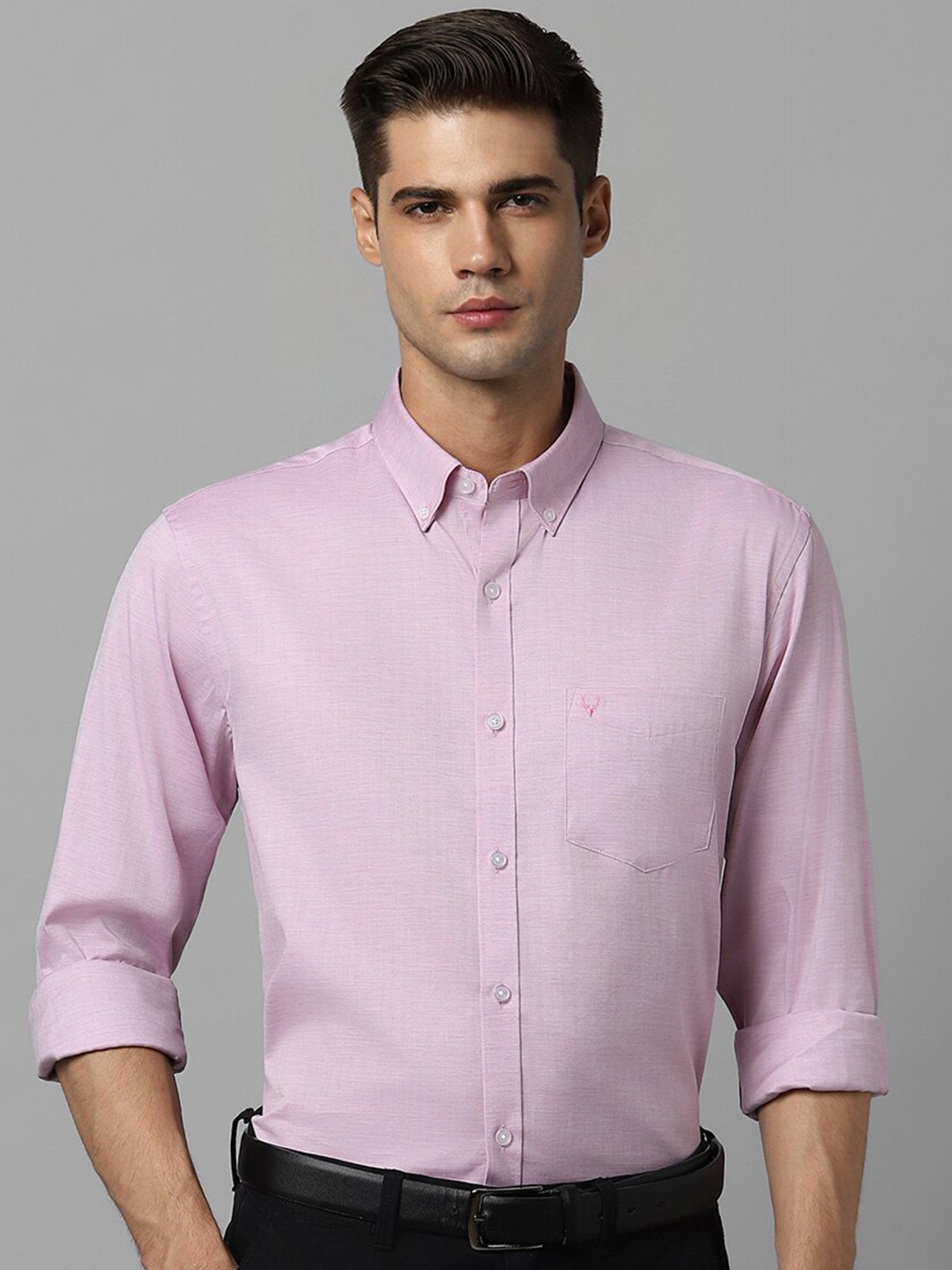

Allen Solly Slim Fit Button-Down Collar Pure Cotton Formal Shirt, Purple