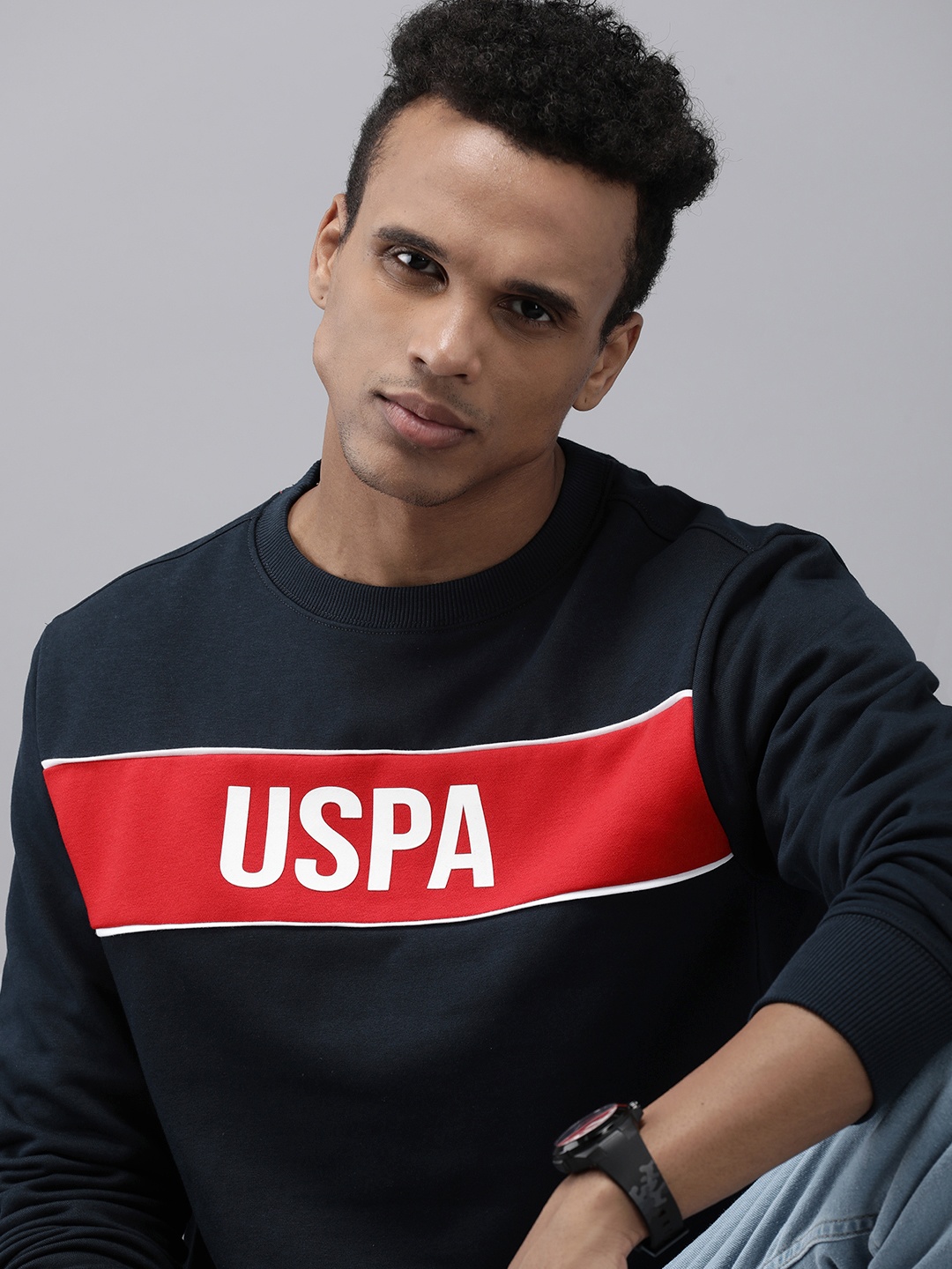 

U.S. Polo Assn. Brand Logo Printed Sweatshirt, Navy blue