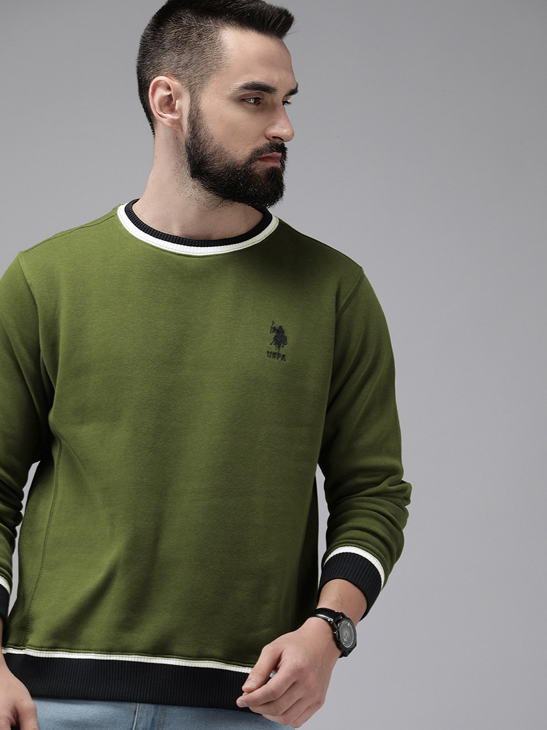 

U.S. Polo Assn. Round Neck Sweatshirt, Olive