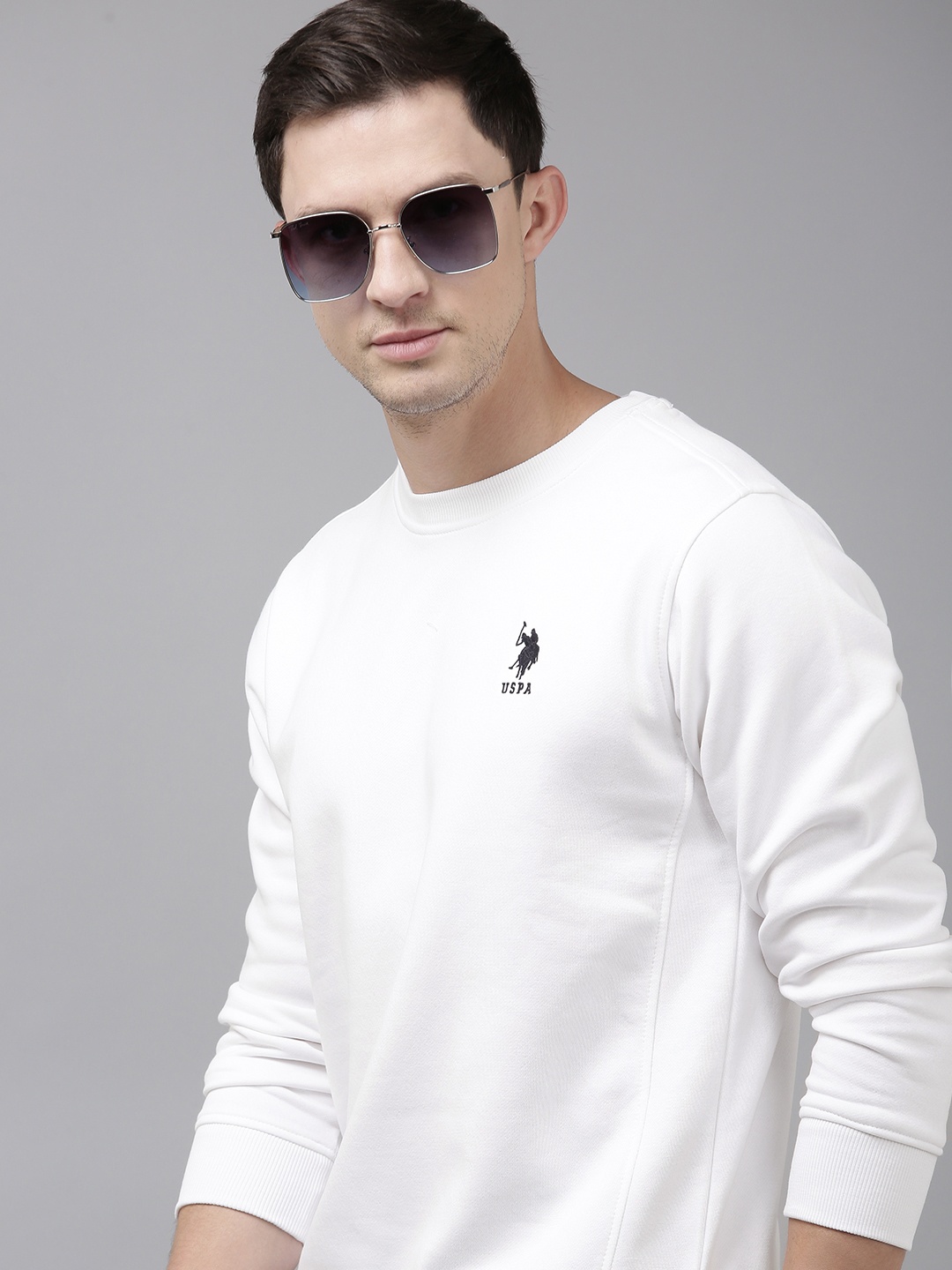 

U.S. Polo Assn. Solid Round Neck Pullover Sweatshirt, White
