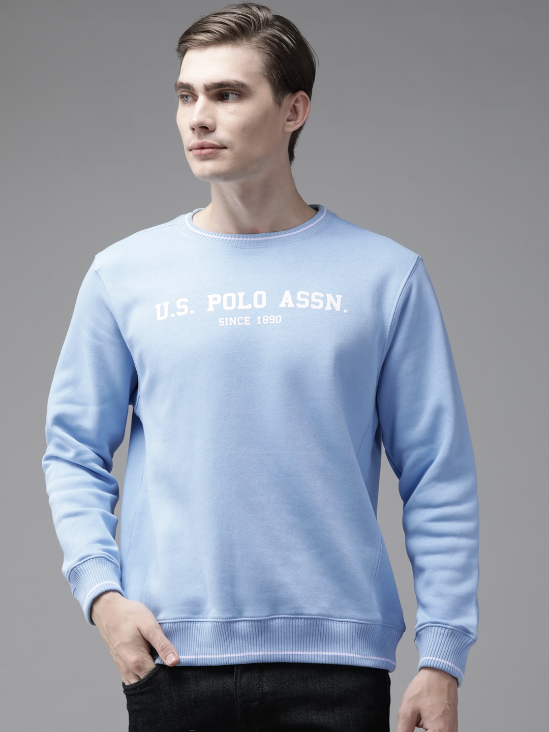 

U.S. Polo Assn. Brand Logo Printed Sweatshirt, Blue