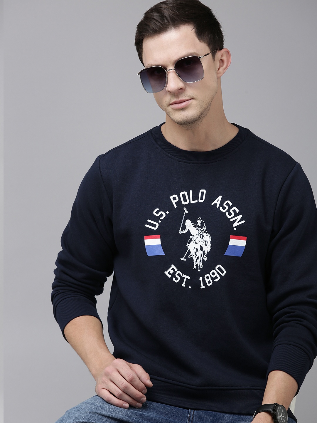 

U.S. Polo Assn. Round Neck Printed Sweatshirt, Navy blue