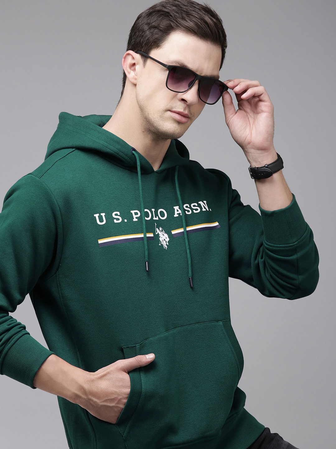 

U.S. Polo Assn. Printed Hooded Sweatshirt, Green