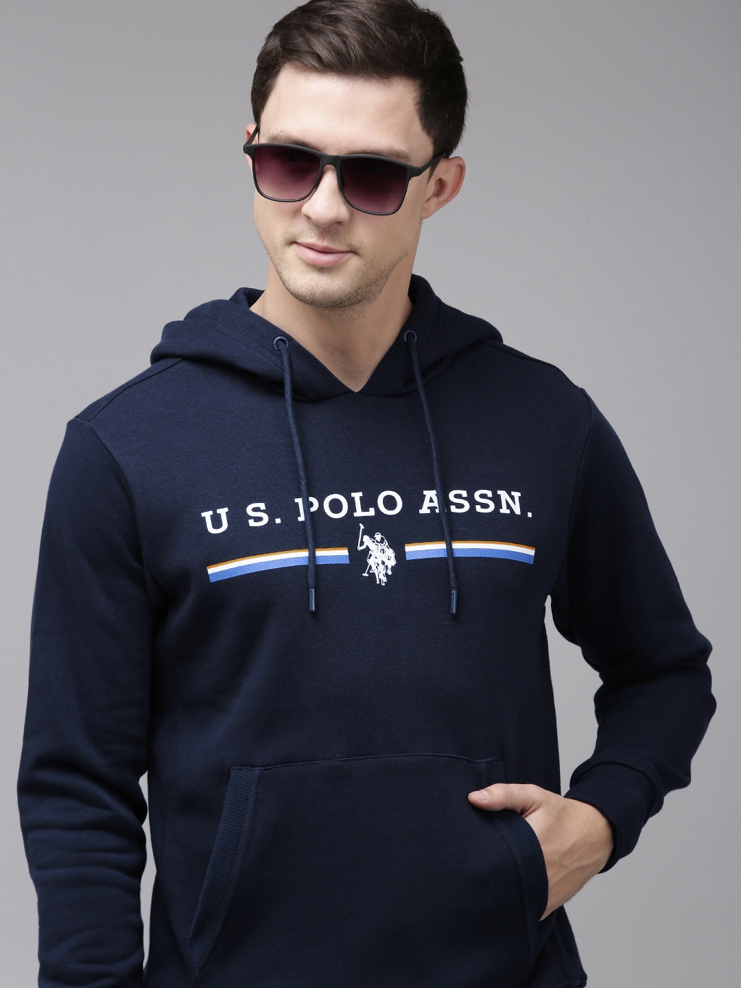

U.S. Polo Assn. Printed Hooded Sweatshirt, Navy blue