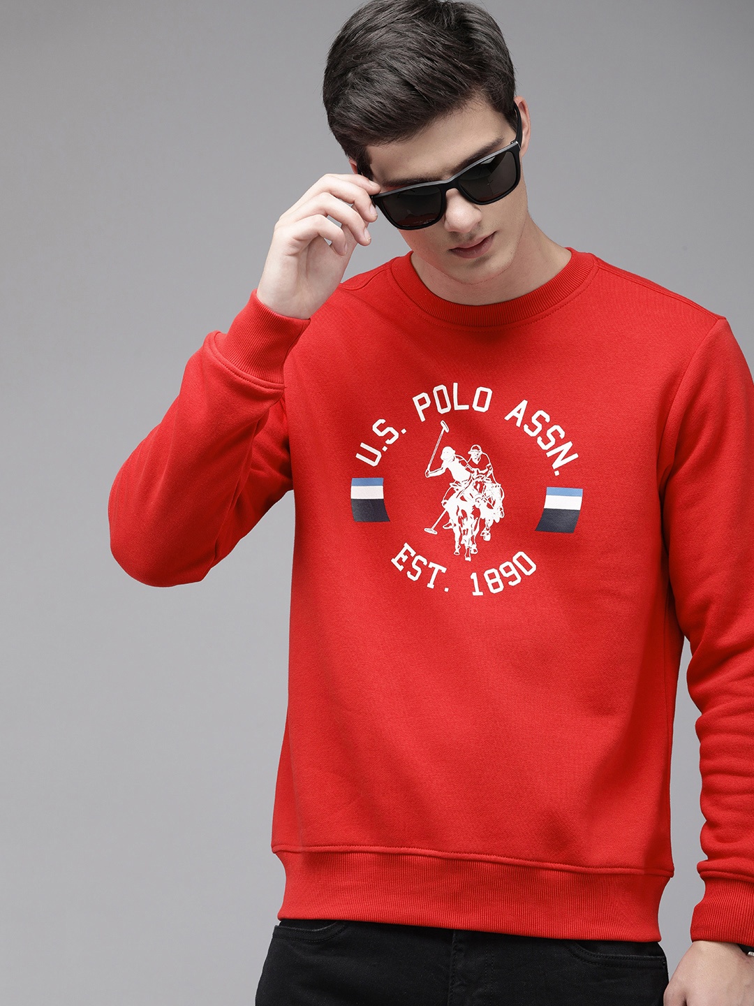 

U.S. Polo Assn. Brand Logo Printed Sweatshirt, Red