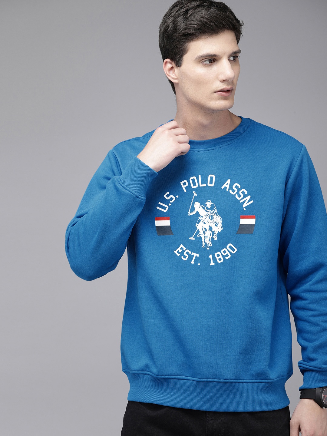 U.S. Polo Assn. Brand Logo Printed Sweatshirt, Blue