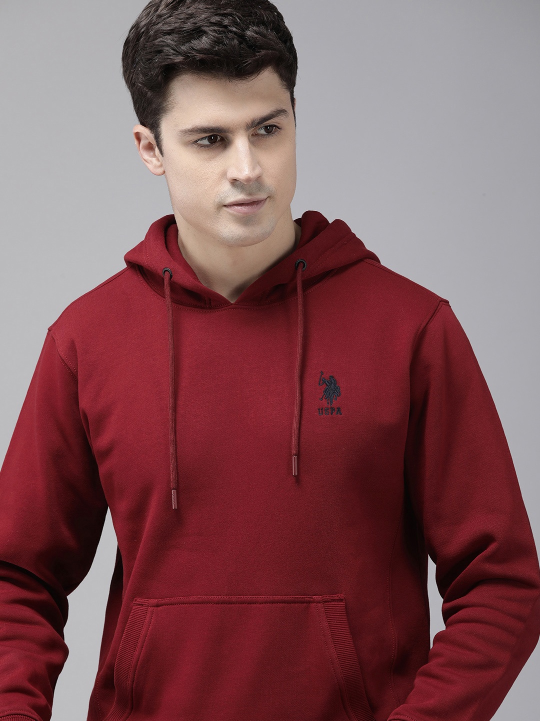 

U.S. Polo Assn. Embroidered Hooded Pullover Sweatshirt, Maroon