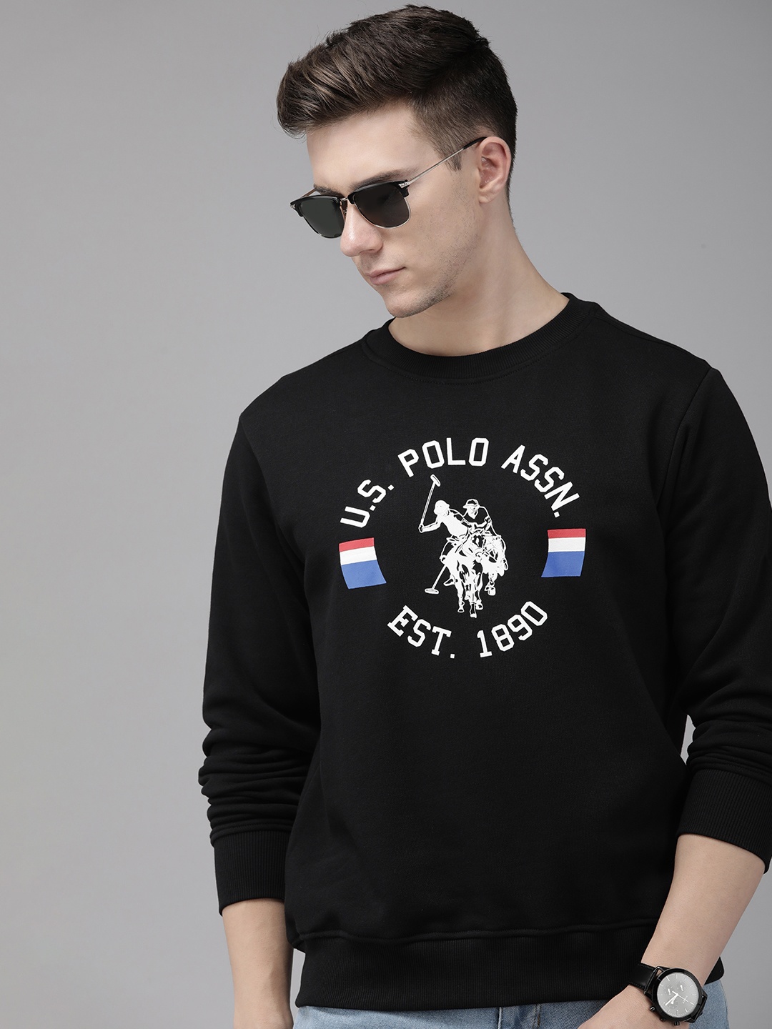 

U.S. Polo Assn. Brand Logo Printed Sweatshirt, Black