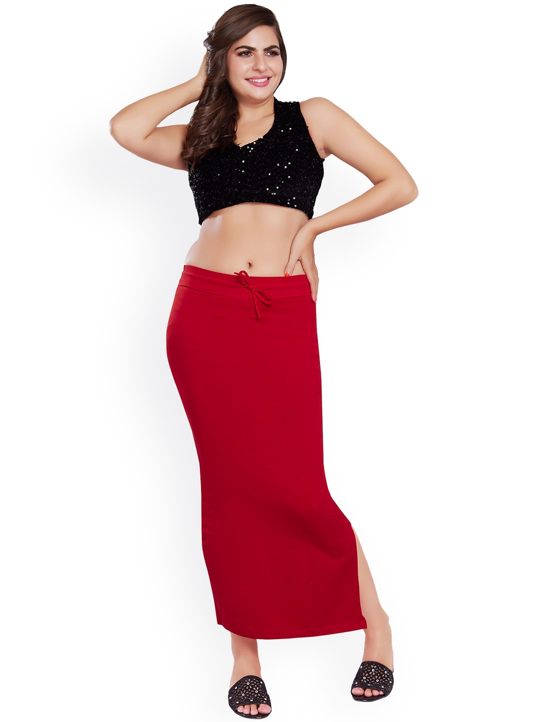 

Rani Saahiba Slim Fishcut Saree Shapewear, Red