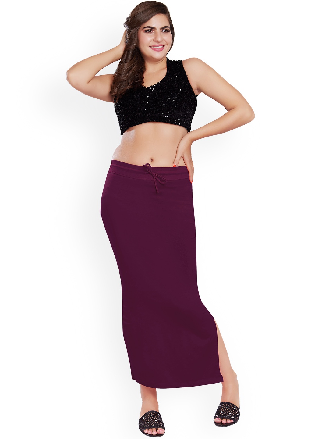 

Rani Saahiba Fishcut Cotton Saree Shapewear, Purple