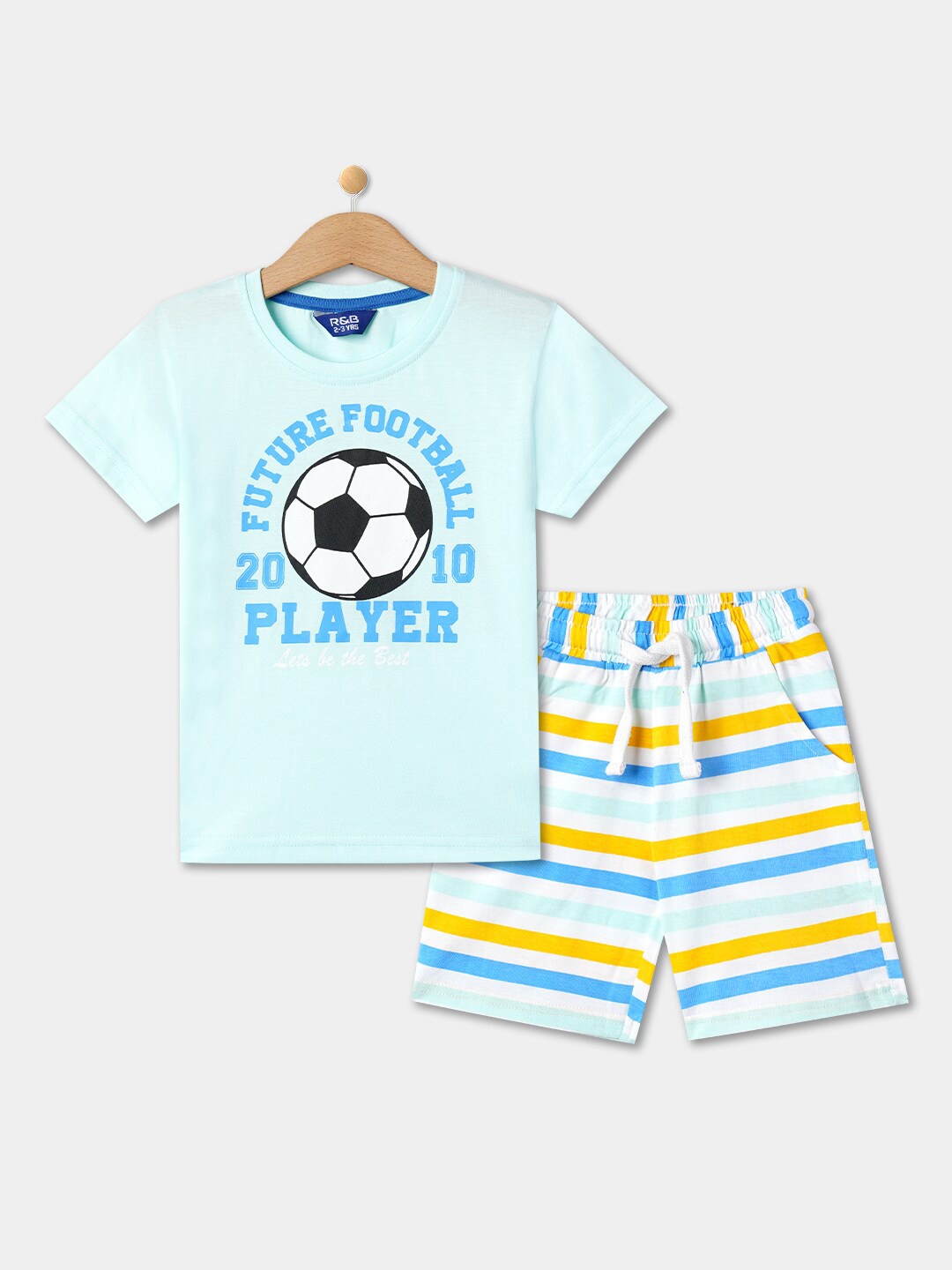

R&B Boys Graphic Printed Pure Cotton Night suits, Blue