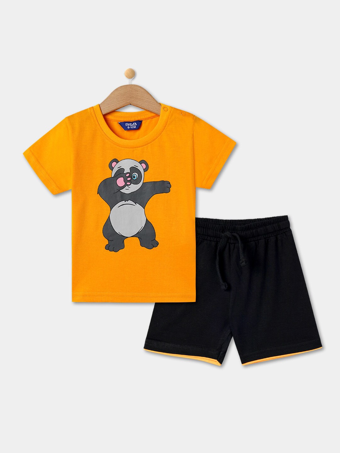 

R&B Infants Boys Graphic Printed Pure Cotton Night suits, Yellow