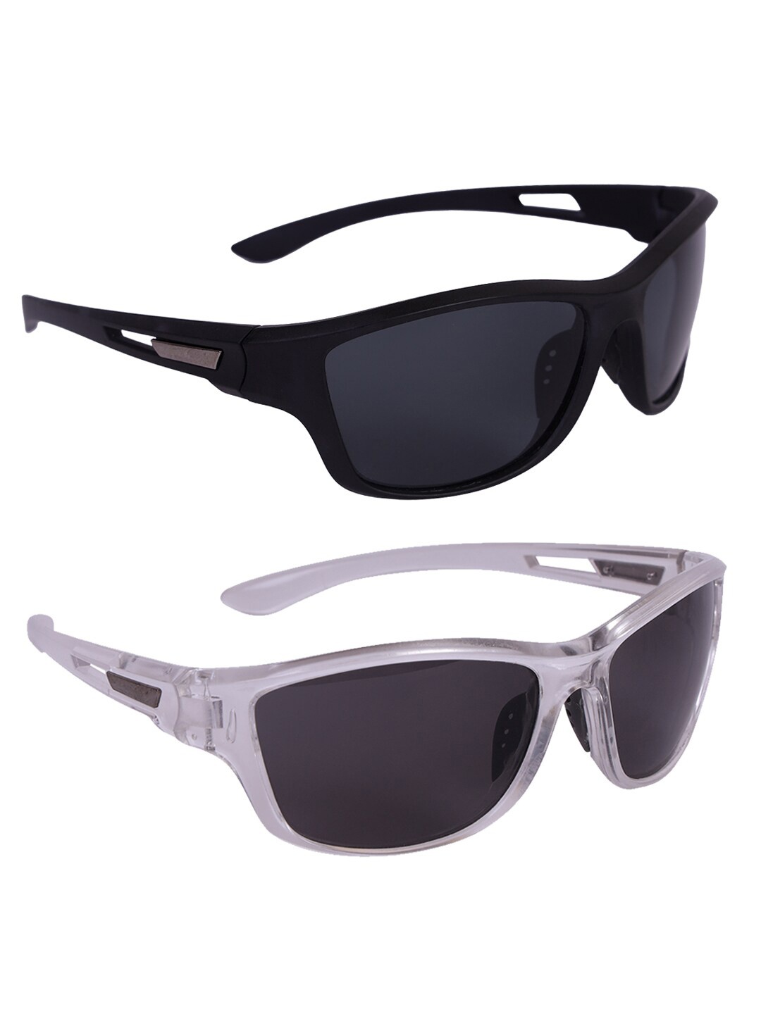 

Kastner Unisex Set Of 2 Sports Sunglasses With UV Protected Lens REL_CM_SPORT_BLK-WHITBLK, Black