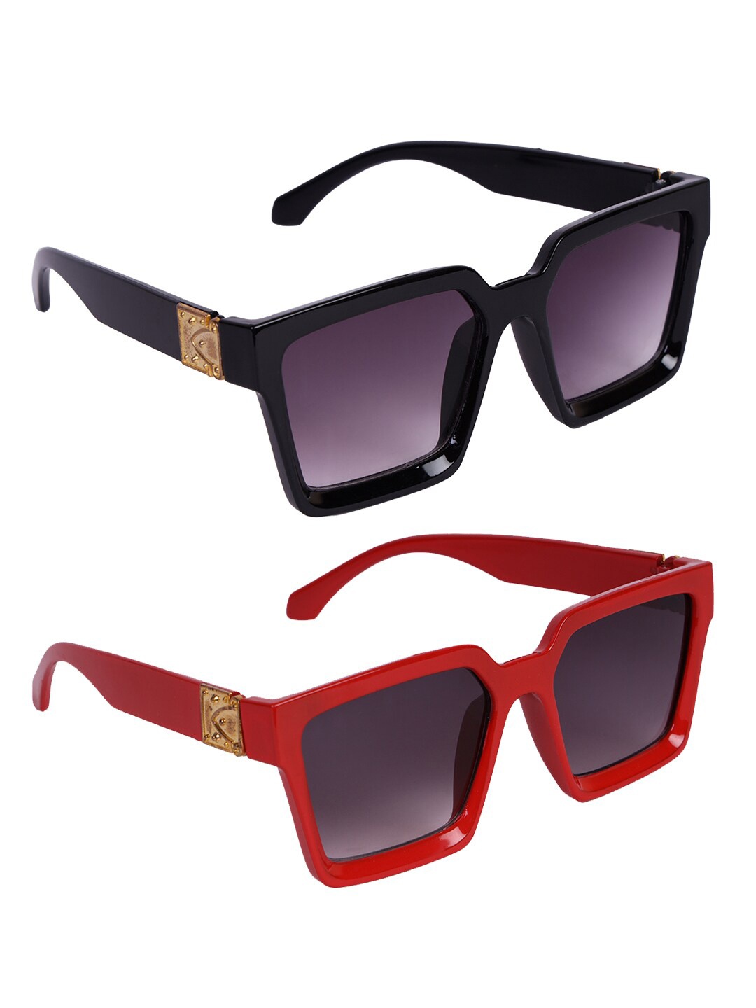 

Kastner Unisex Set Of 2 Oversized Sunglasses With UV Protected LensREL_CM_MAHARAJA_BLK-RED, Purple