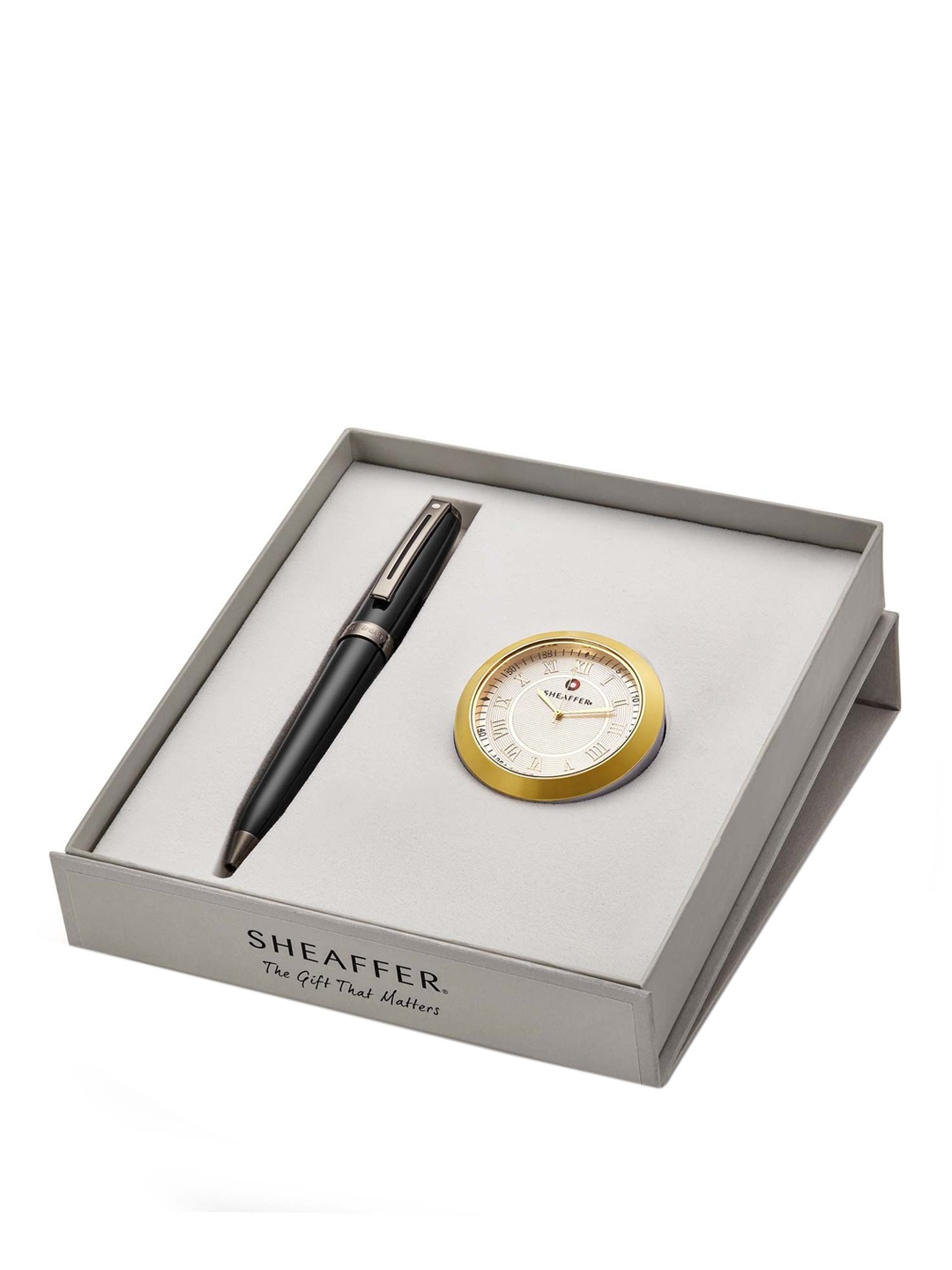 

Sheaffer Black 9144 Ballpoint Pen With Gold Chrome Table Clock
