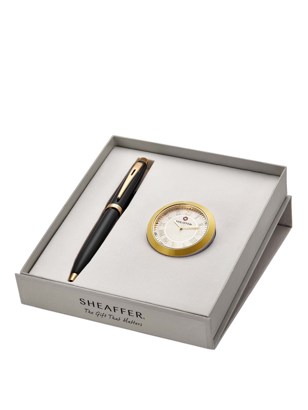 

Sheaffer Black 9322 Ballpoint Pen With Gold Chrome Table Clock