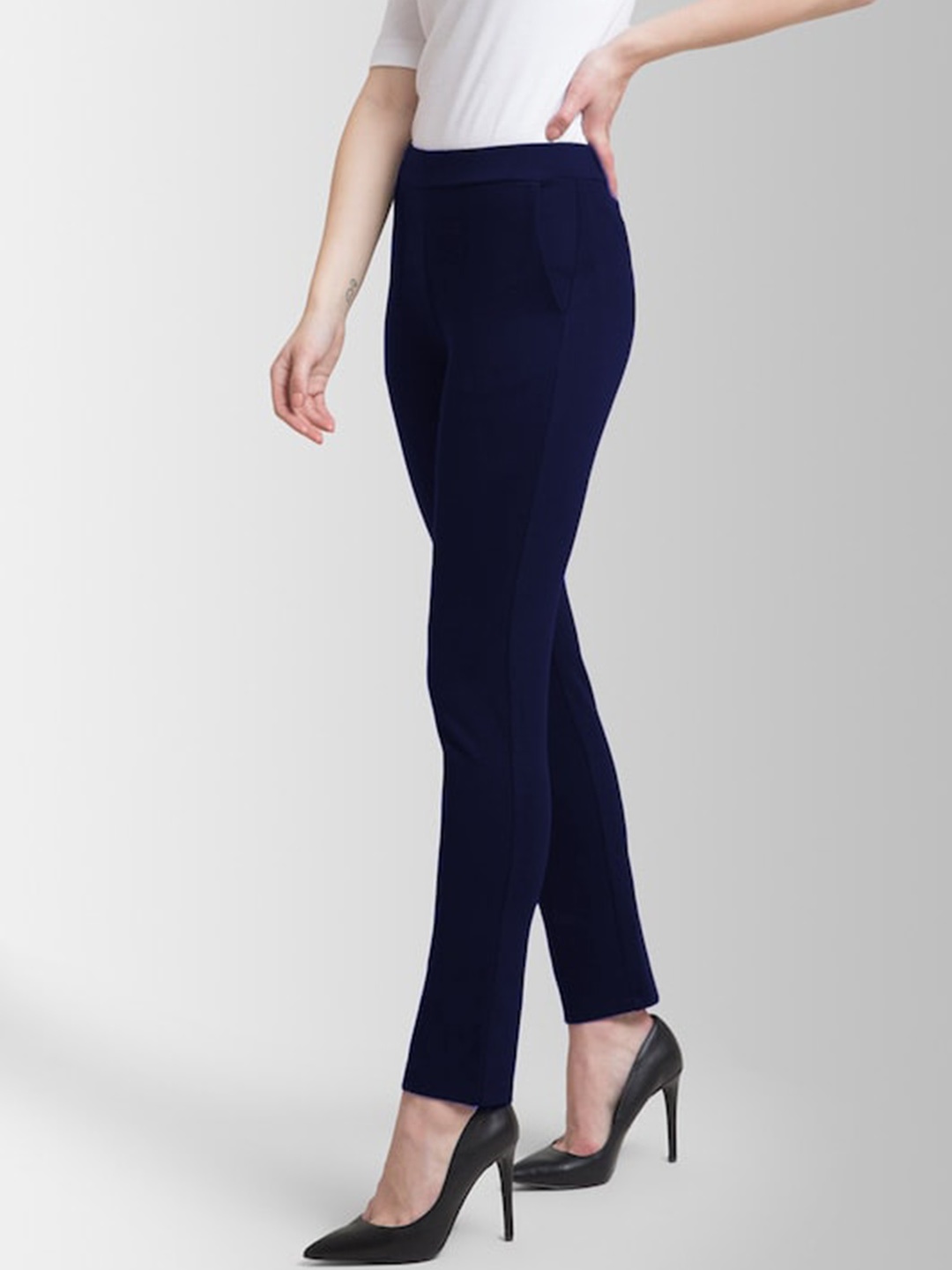 

WESTHOOD Women Smart High-Rise Trousers, Blue