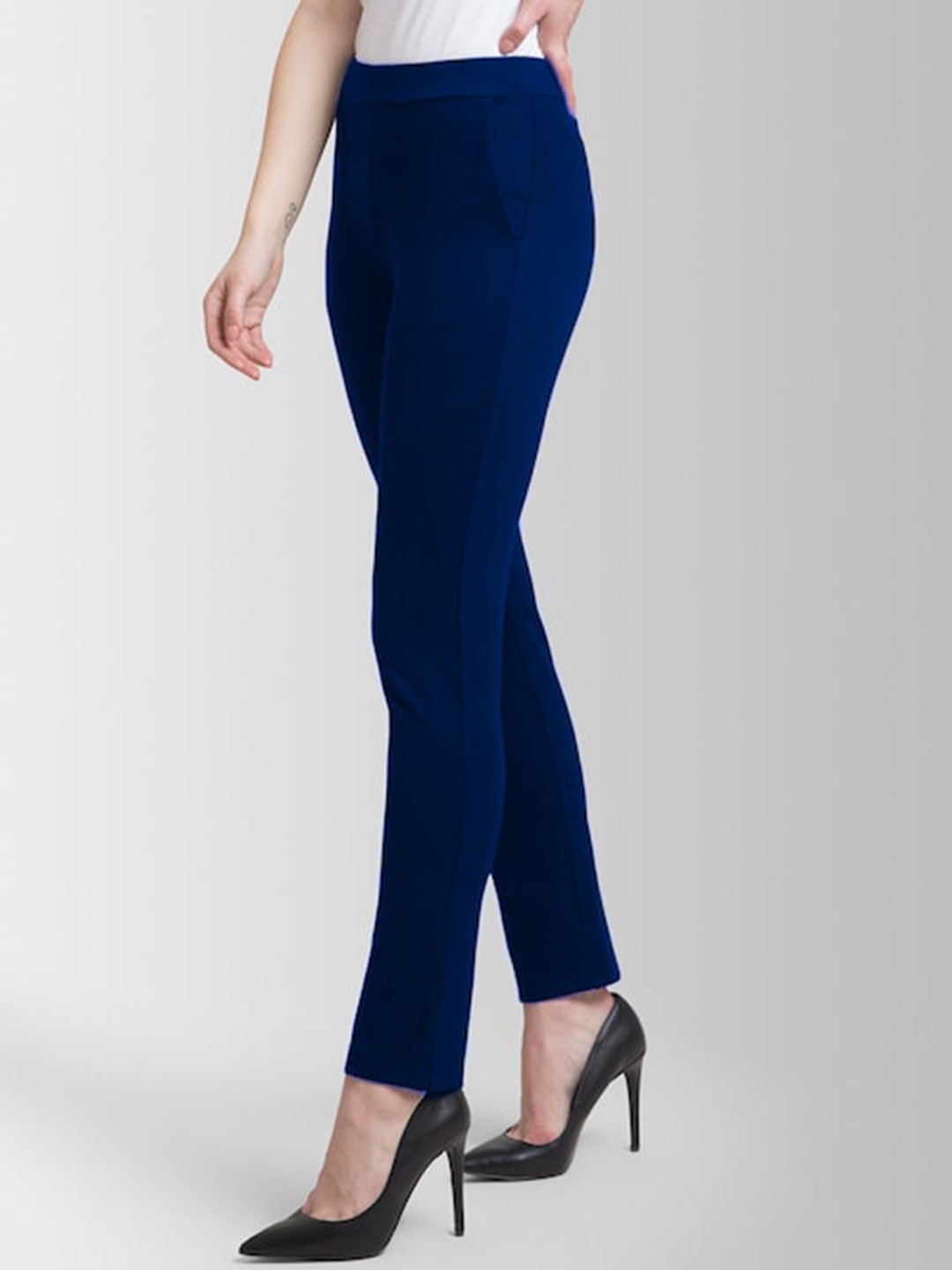 

WESTHOOD Smart High Rise Plain Regular Trousers, Blue