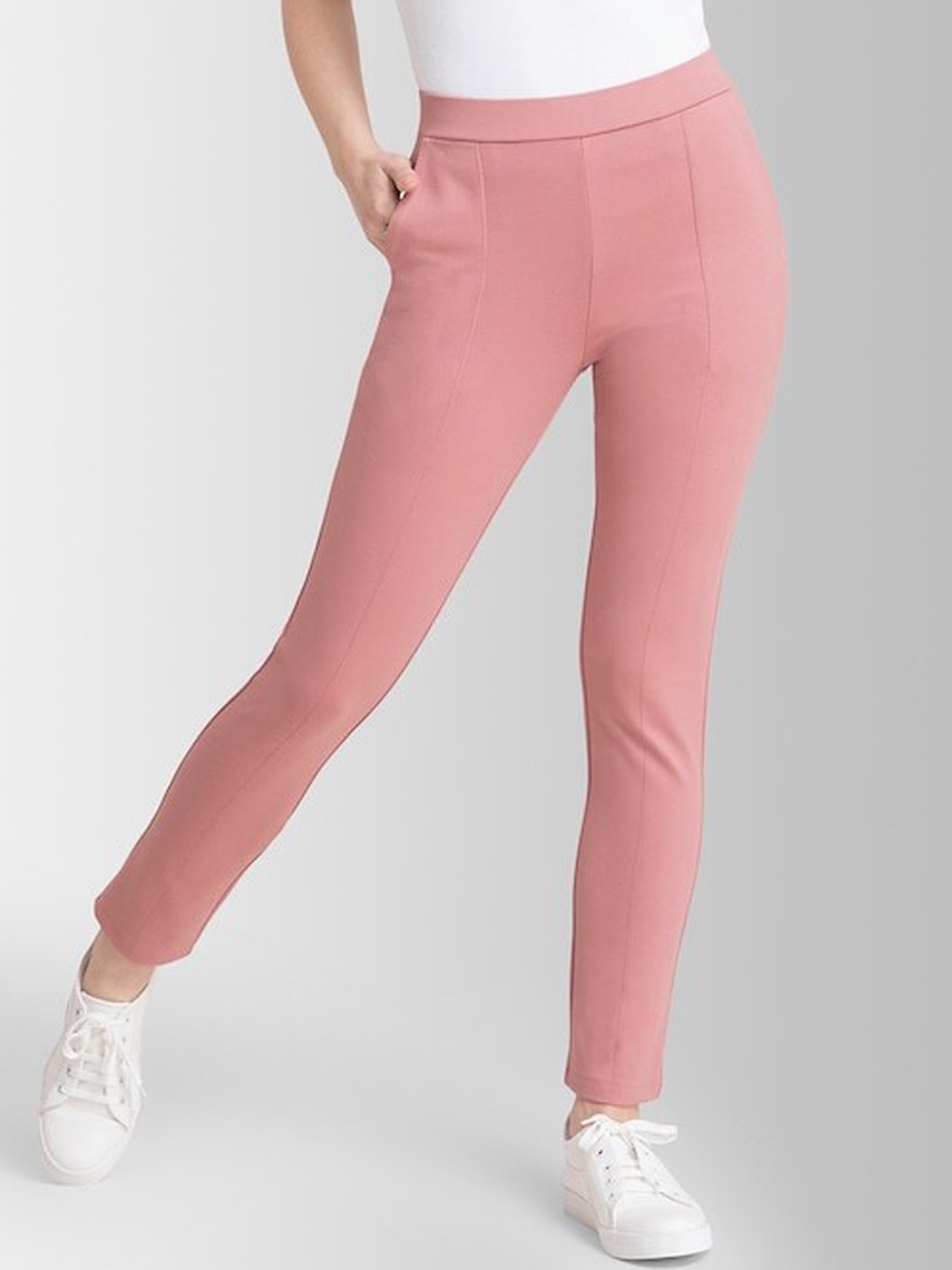

WESTHOOD Women Smart High-Rise Regular Trousers, Peach