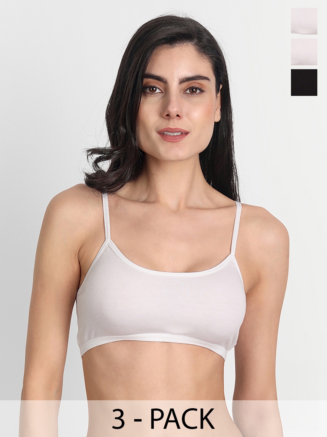 

Aimly Pack Of 3 Non-Padded Non-Wired Seamless Cotton Workout Bra With All Day Comfort, White