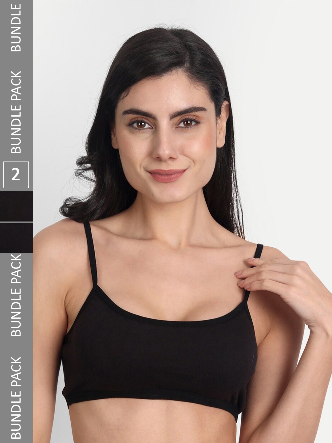 

Aimly Pack Of 2 Cotton Sports Bra Non-Padded Non-Wired Mid Coverage, Black