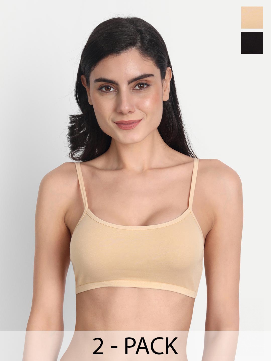 

Aimly Pack of 2 Non-Padded Non-Wired Seamless Cotton Workout Bra With All Day Comfort, Black