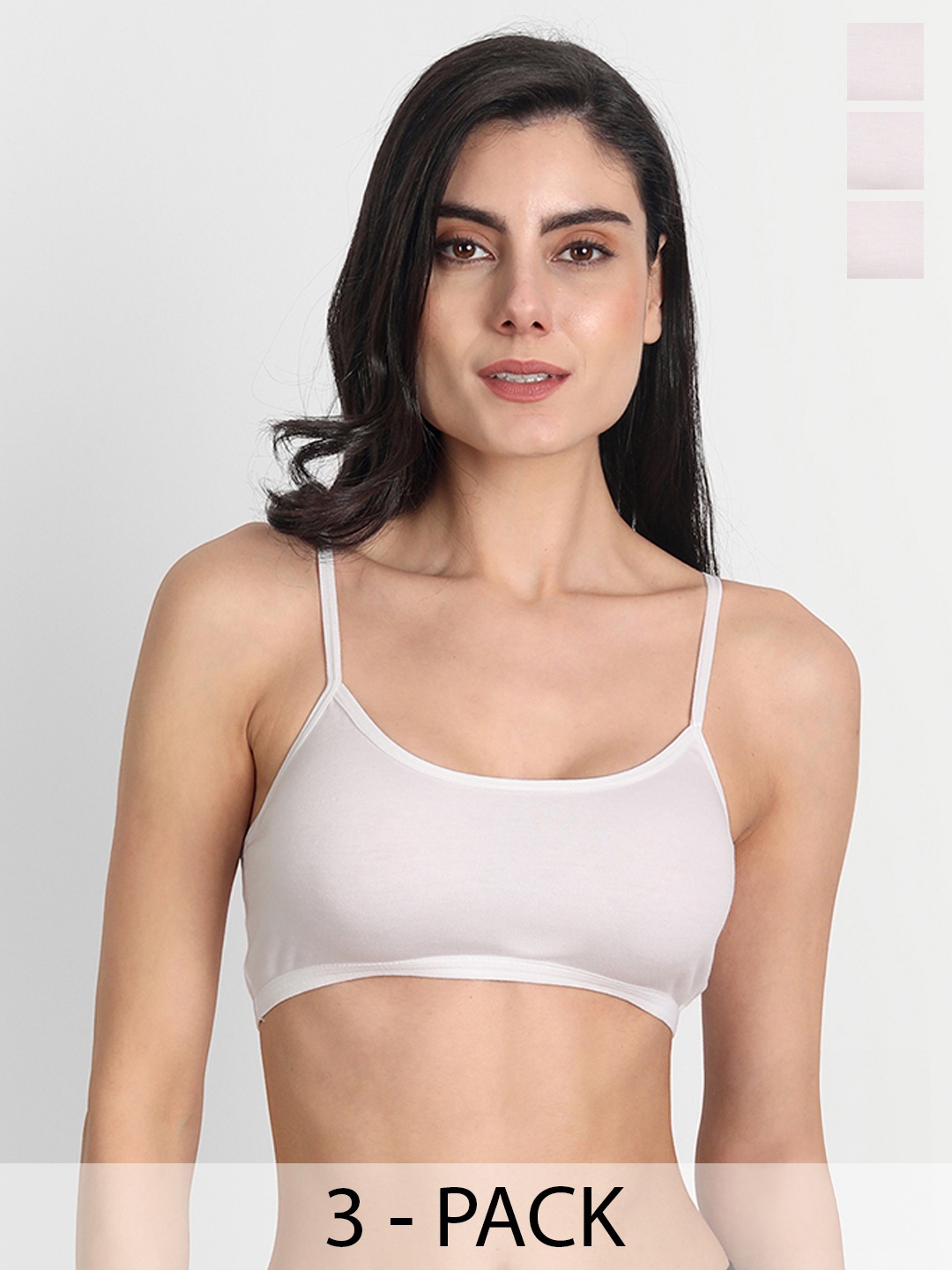 

Aimly Pack of 3 Cotton Sports Bra Non-Padded Non-Wired Mid Coverage, White