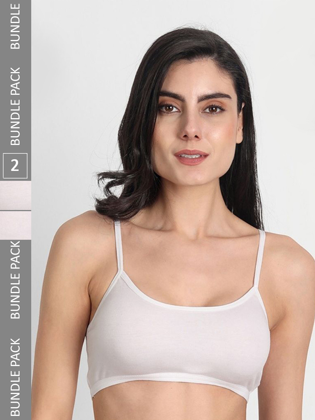 

Aimly Pack of 2 Sports Bra Cotton Non-Padded Non-Wired Mid Coverage, White