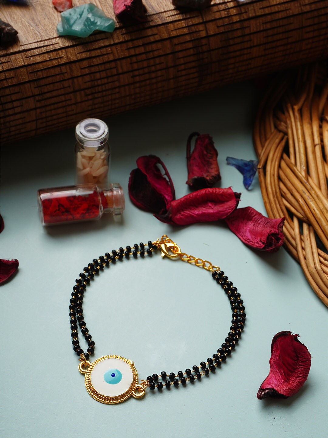 

Ferosh Gold-Plated Evil Eye Mangalsutra Beads Rakhi