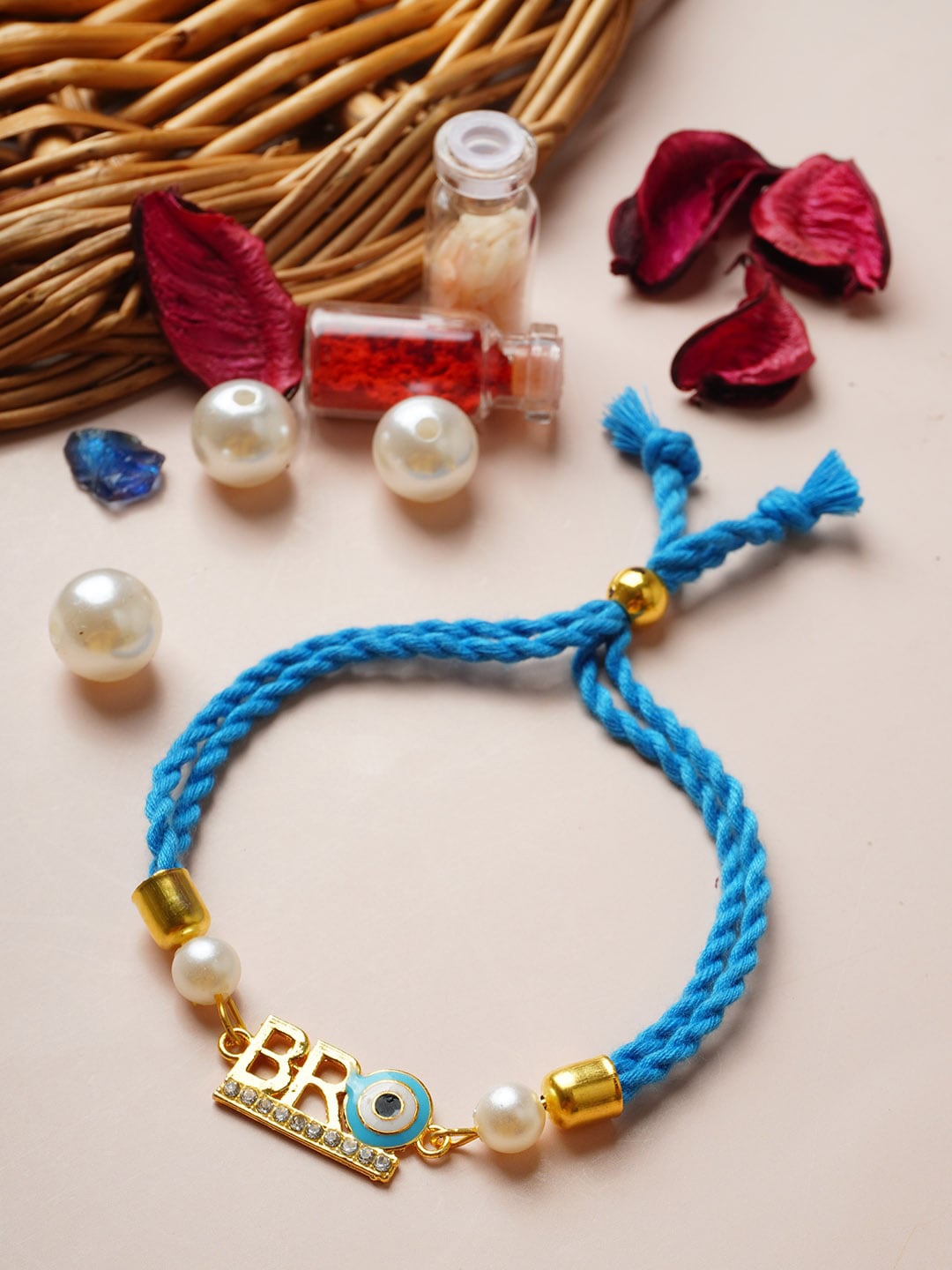 

Ferosh Bro Text Evil Eye Rakhi, Blue
