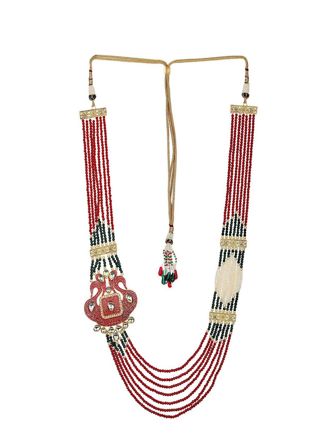 

Runjhun Gold-Plated Stone-Studded & Pearl Beaded Jewellery Set