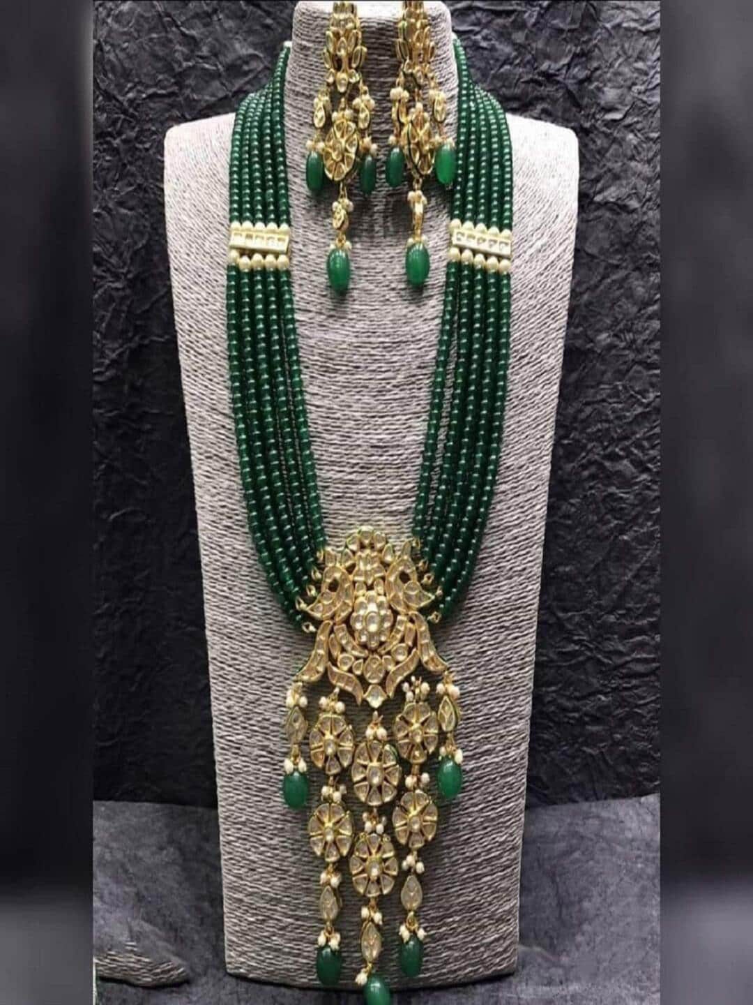 

Runjhun Gold-Plated Kundan-Studded & Pearl Beaded Jewellery Set