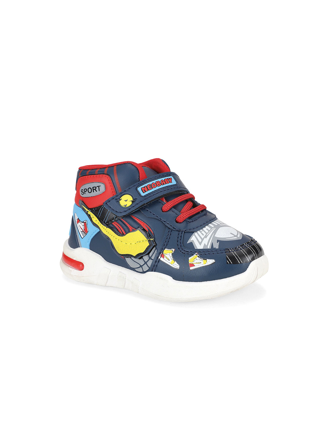 

NEOBABY Kids Printed Lightweight Velcro Sneakers, Navy blue