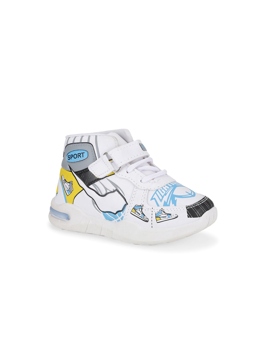 

NEOBABY Kids Printed Lightweight Mid-Top Sneakers, White
