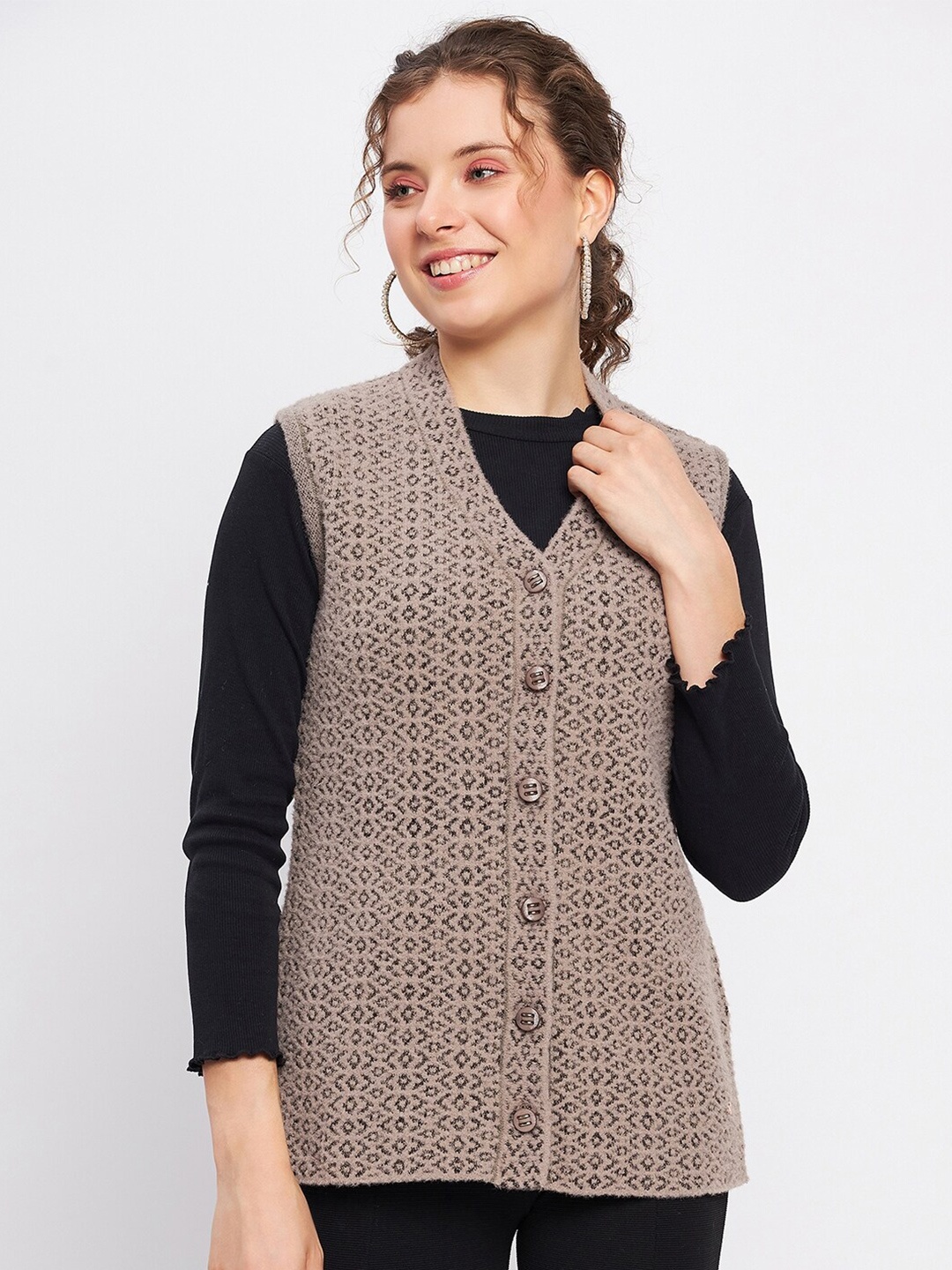 

Duke Self Design Cable Knit Acrylic Cardigan Sweaters, Brown