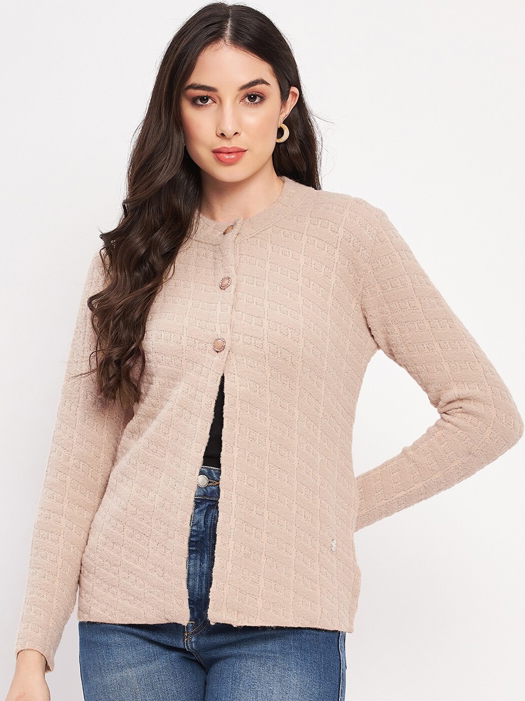 

Duke Self Design Cable Knit Acrylic Cardigan, Beige