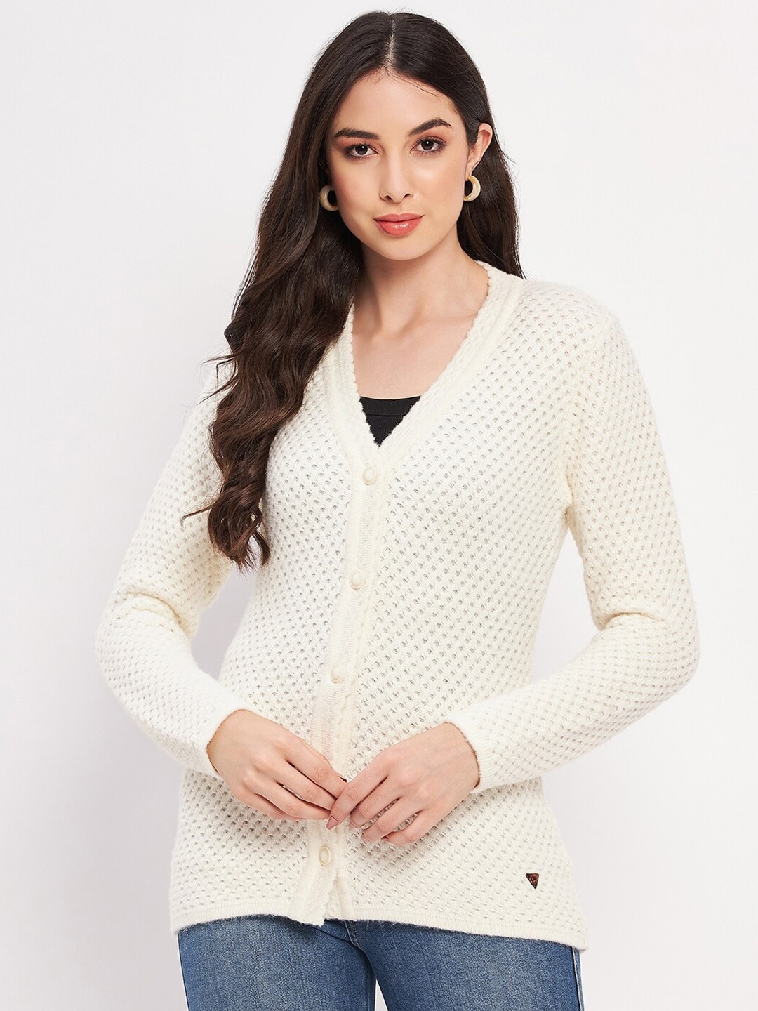 

Duke Self Design Cable Knit Acrylic Cardigan, Cream