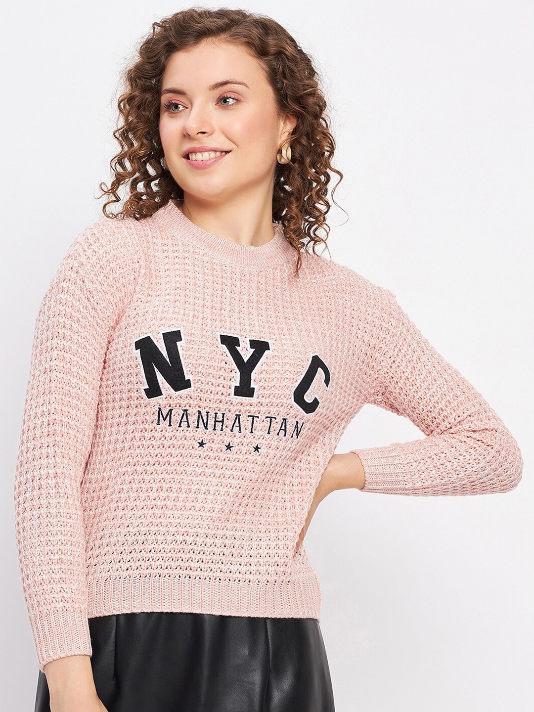 

Duke Typography Printed Acrylic Pullover, Pink