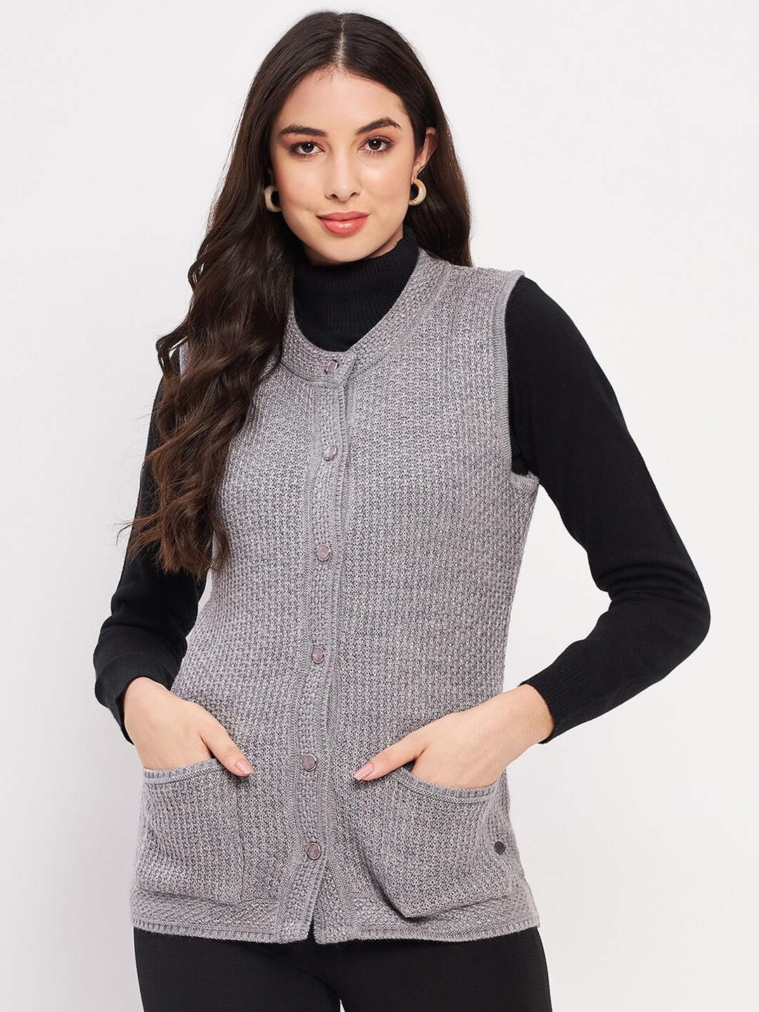 

Duke Self Design Cable Knit Acrylic Cardigan, Grey
