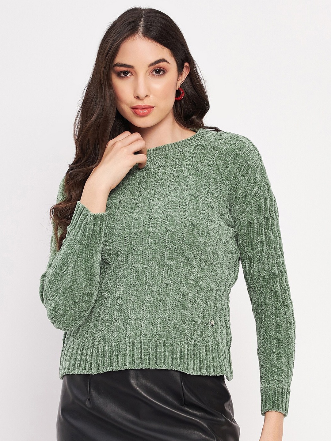 

Duke Self Design Cable Knit Acrylic Pullover, Green