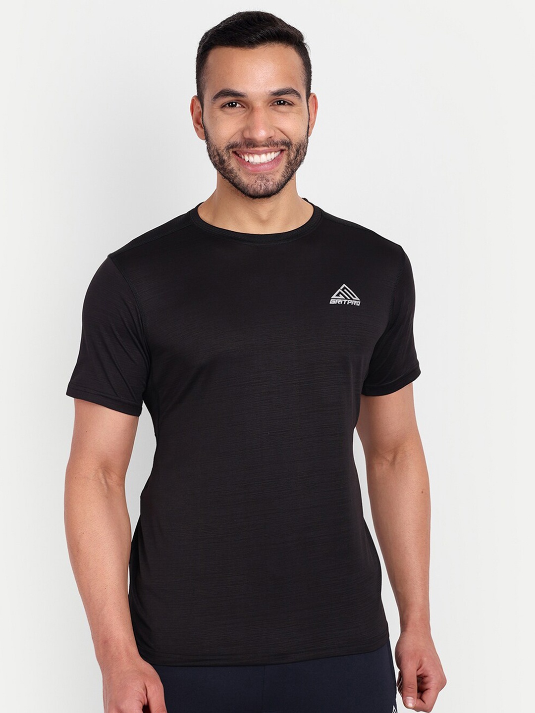 

GRITPRO Round Neck Slim Fit Sports T-shirt, Black