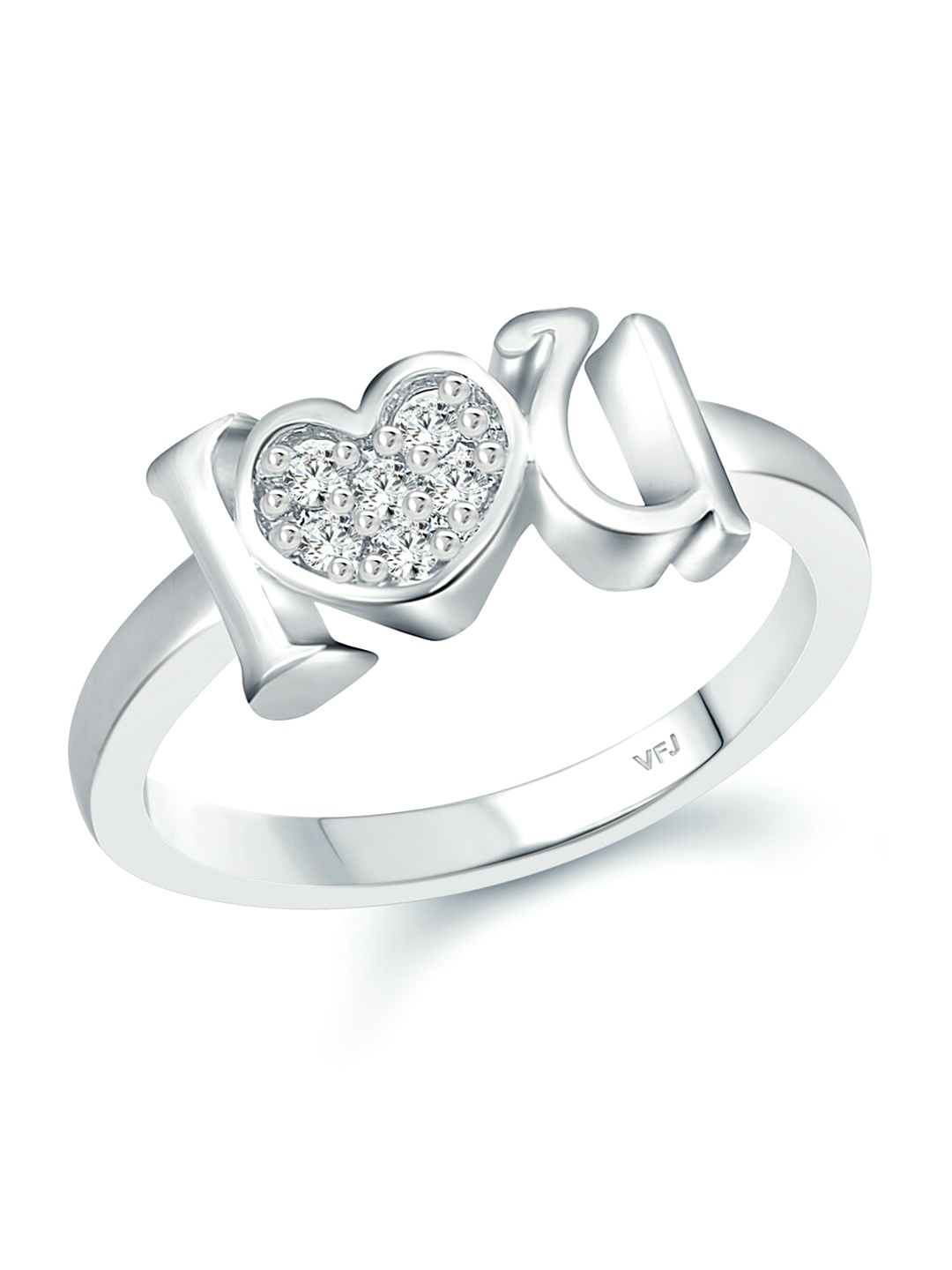 

Vighnaharta Rhodium-Plated CZ-Studded Adjustable Ring, Silver