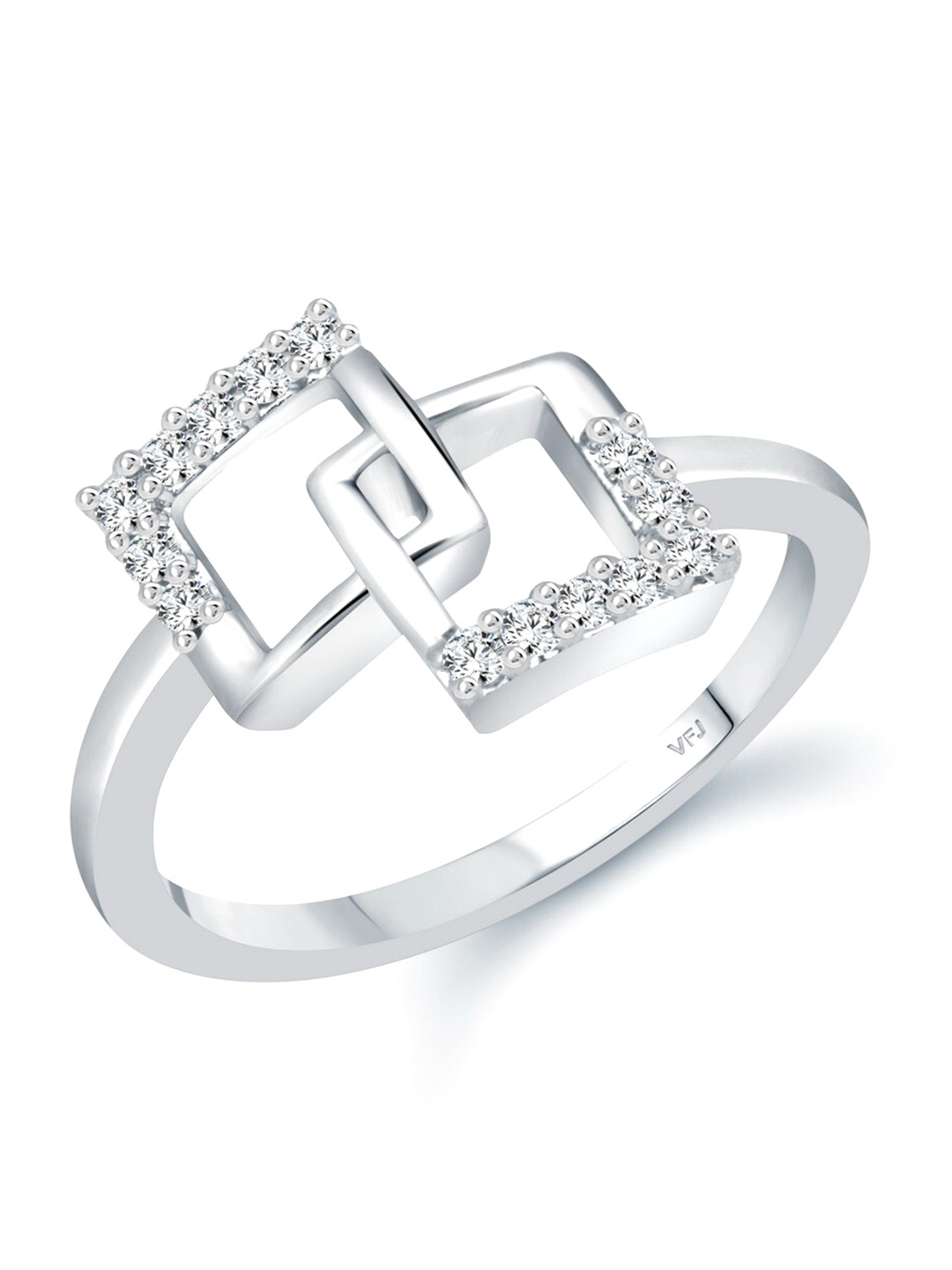 

Vighnaharta Rhodium-Plated CZ-Studded Adjustable Ring, Silver