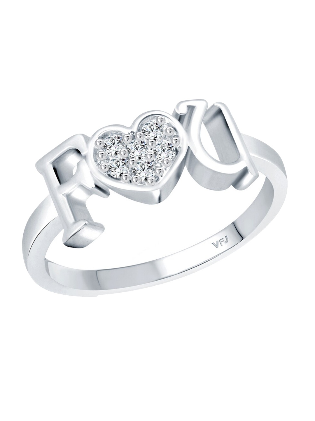 

Vighnaharta Rhodium-Plated CZ-Studded Adjustable Ring, Silver
